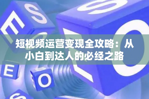 短视频运营变现全攻略：从小白到达人的必经之路